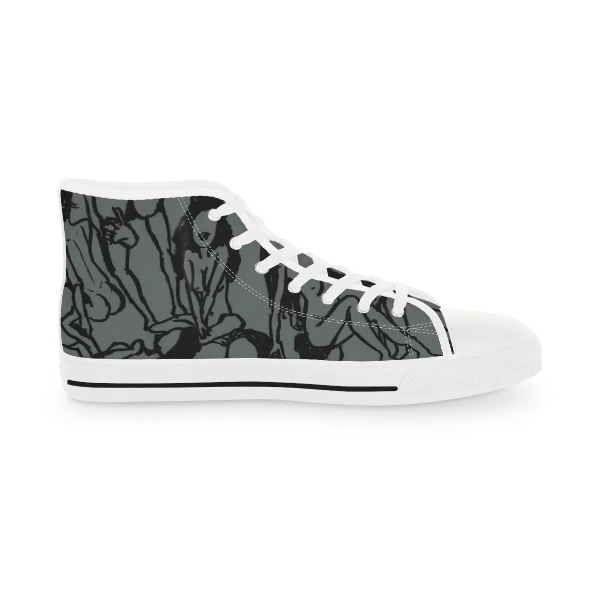 Nude Art Best Men's High Tops, Grey Unique Footwear, Modern Minimalist Best Men's High Top Sneakers Running Shoes