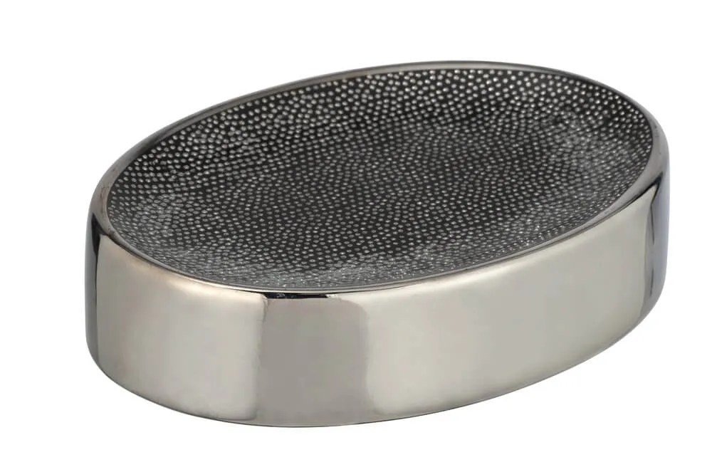 Nuria Ceramic Soap Dish Silver Anthracite