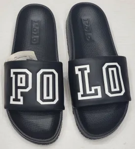 Nwt Polo Ralph Lauren Black Polo Spellout Slides w/o Box