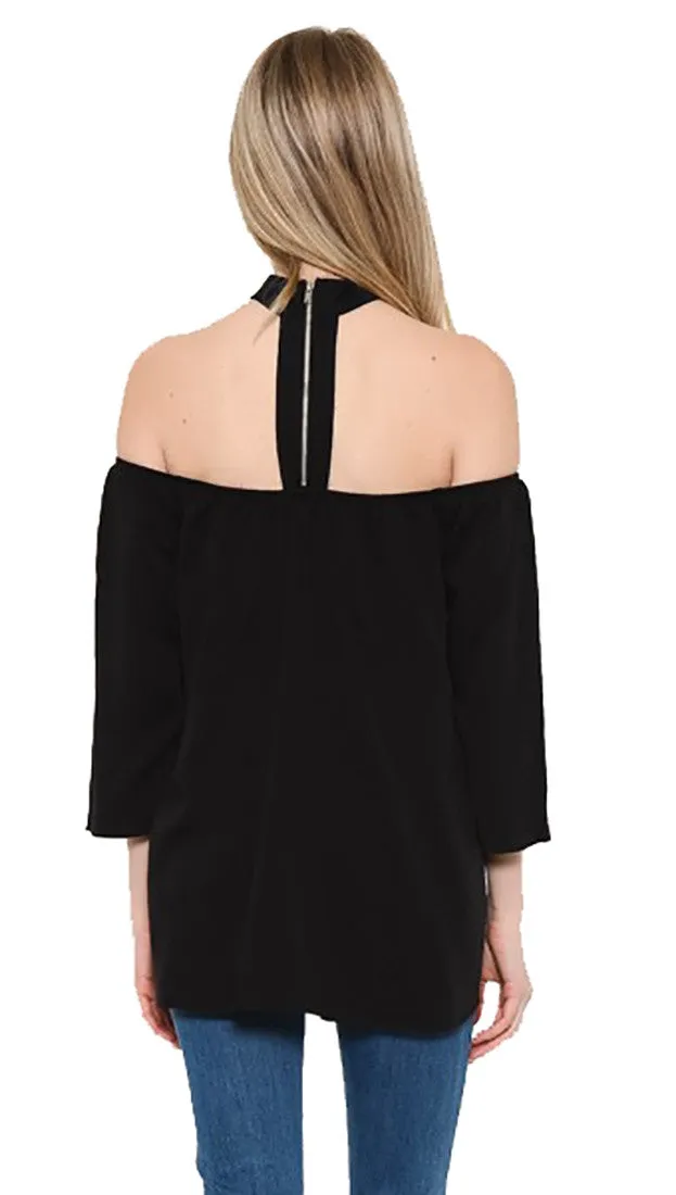 Off Shoulder Choker Blouse Black