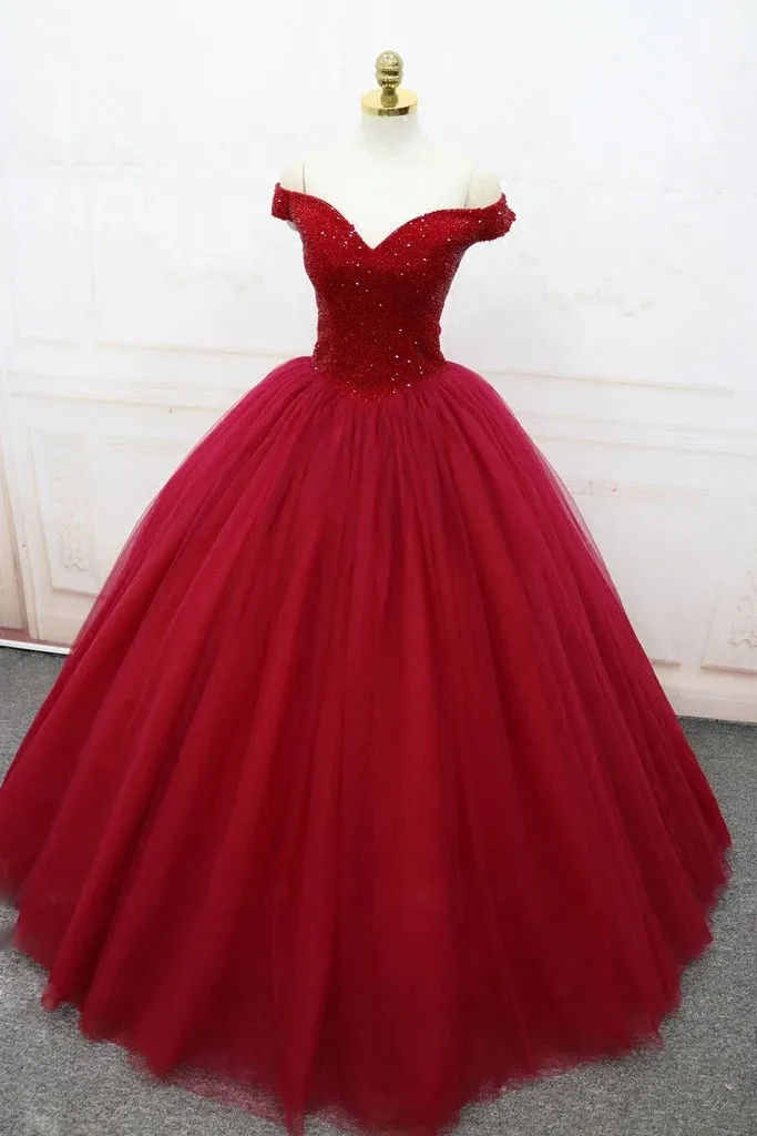 Off the Shoulder Red Ball Gown