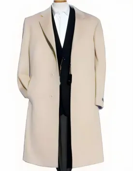 Off-White Soft Finest Grade Of Cashmere & Wool men's Overcoat ~ Long men's Dress Topcoat - Winter coat