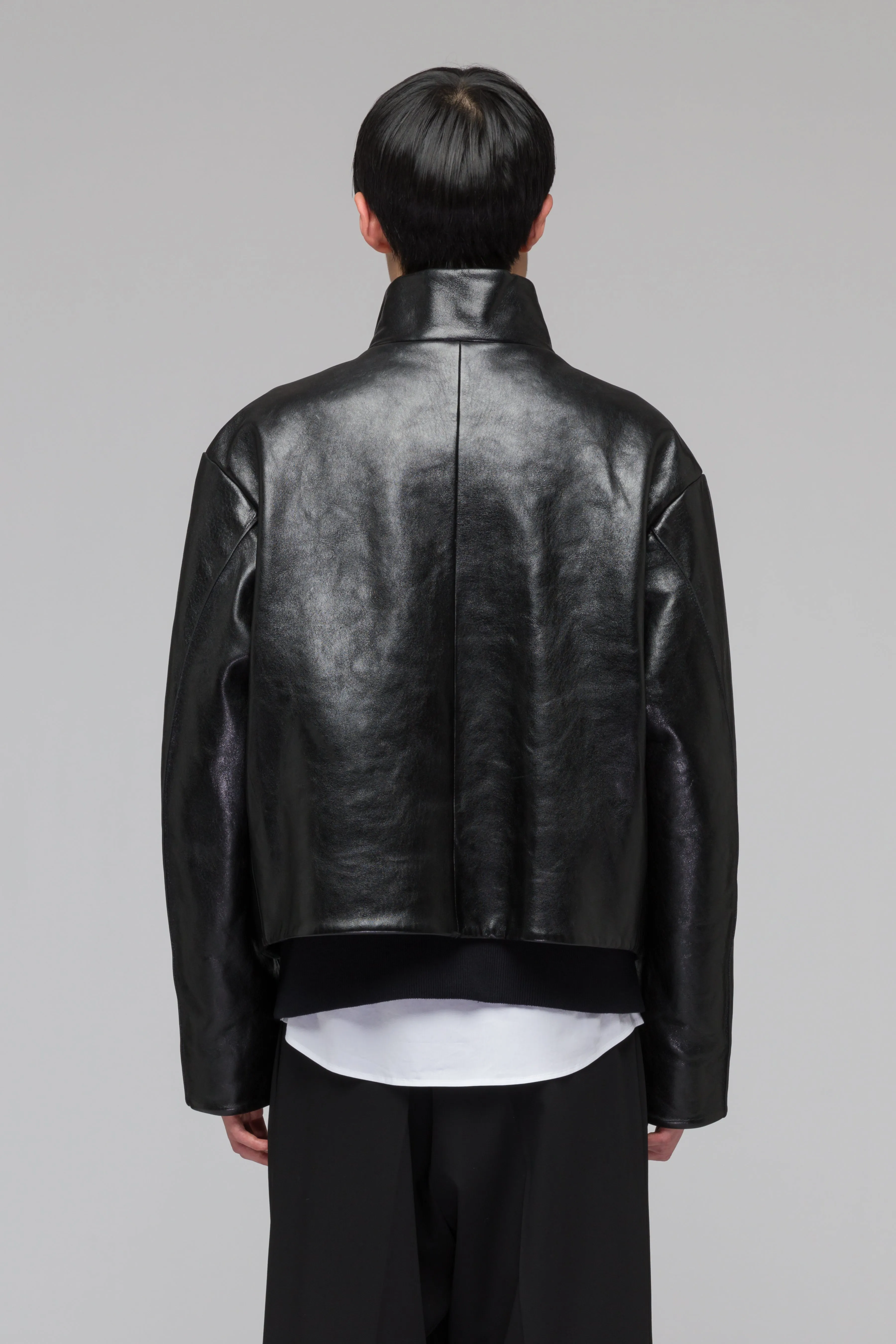 ''OFFICERS''  Leather Jacket Black