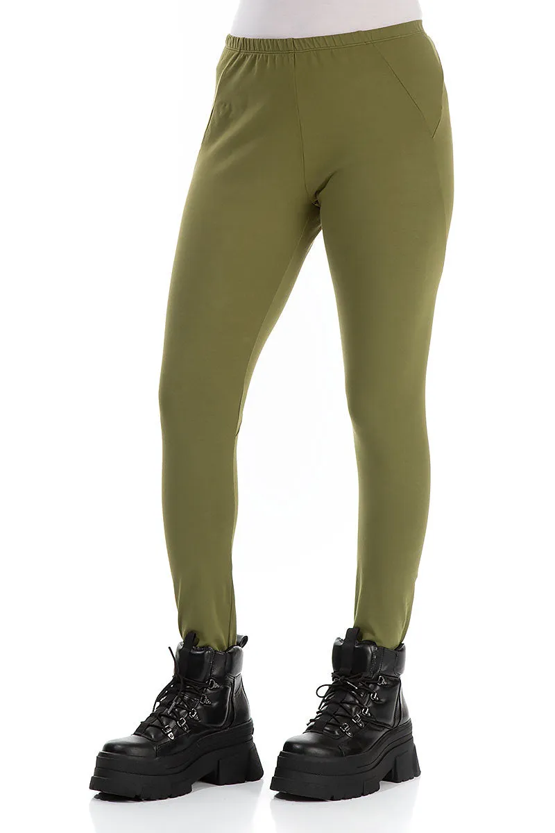 Olive Cotton Leggings