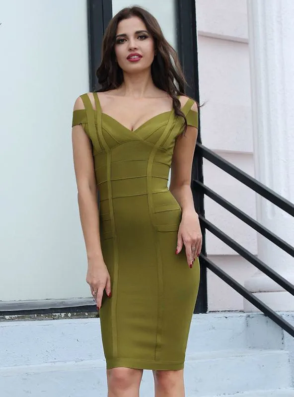 Olive Green Off the Shoulder Stunning Celebrity Prom