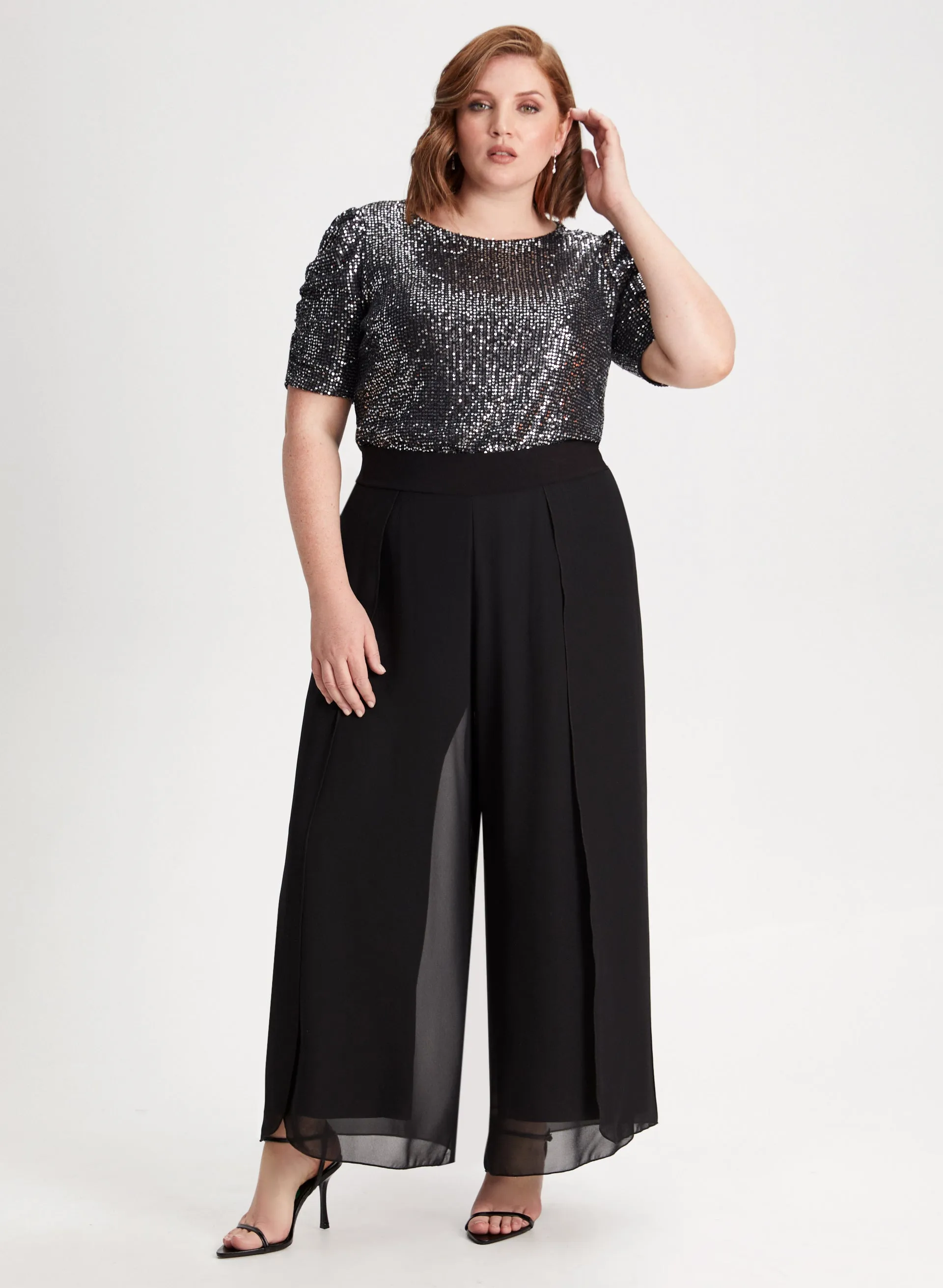 Olivia Chiffon Wide-Leg Pants