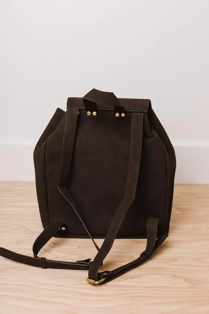 Olivia Drawstring Backpack in Black