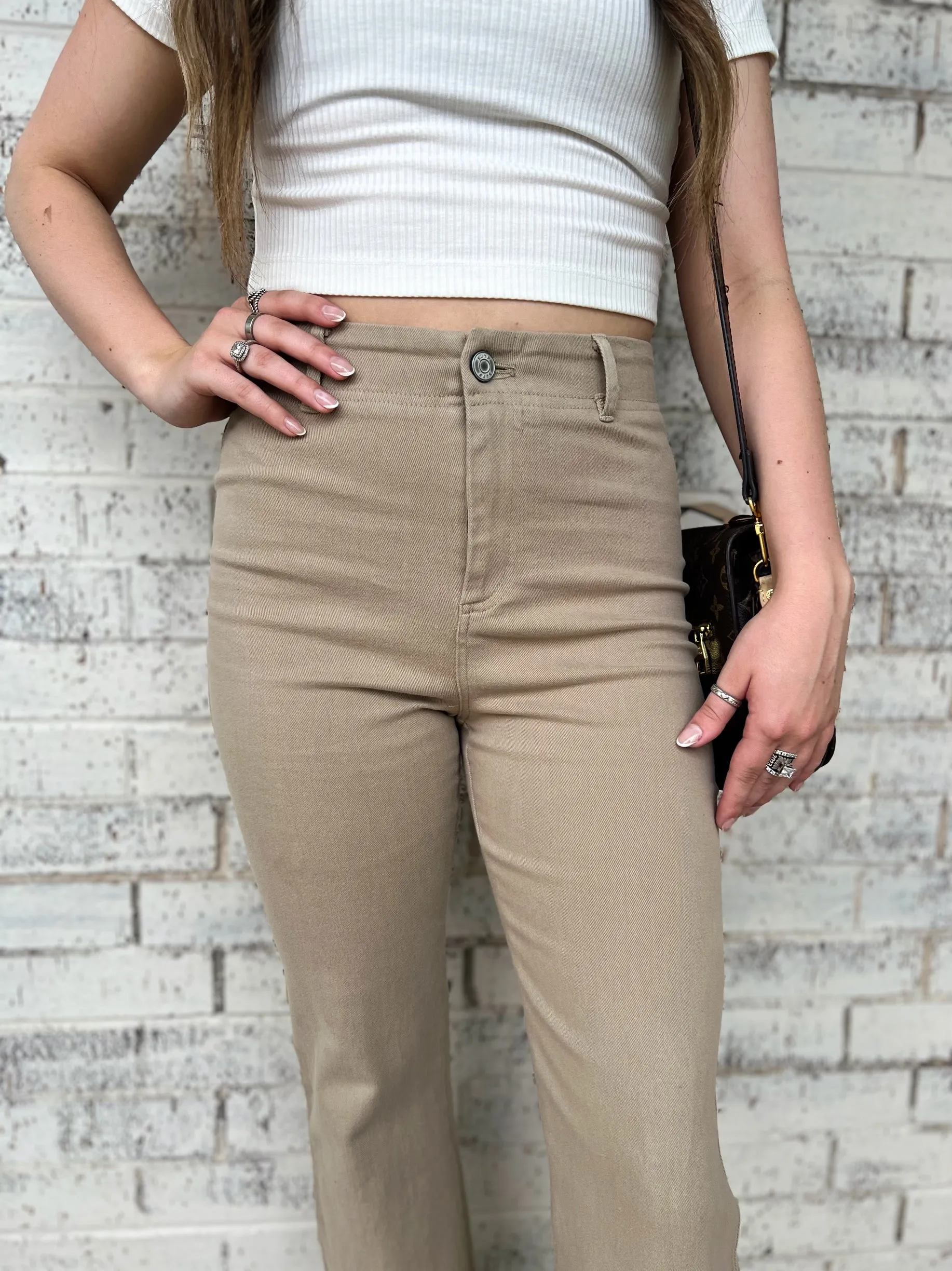 One Good Reason High Rise Khaki Trousers