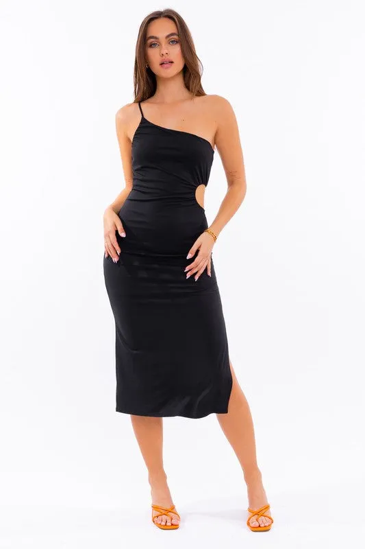 ONE SHOULDER MIDI DRESS