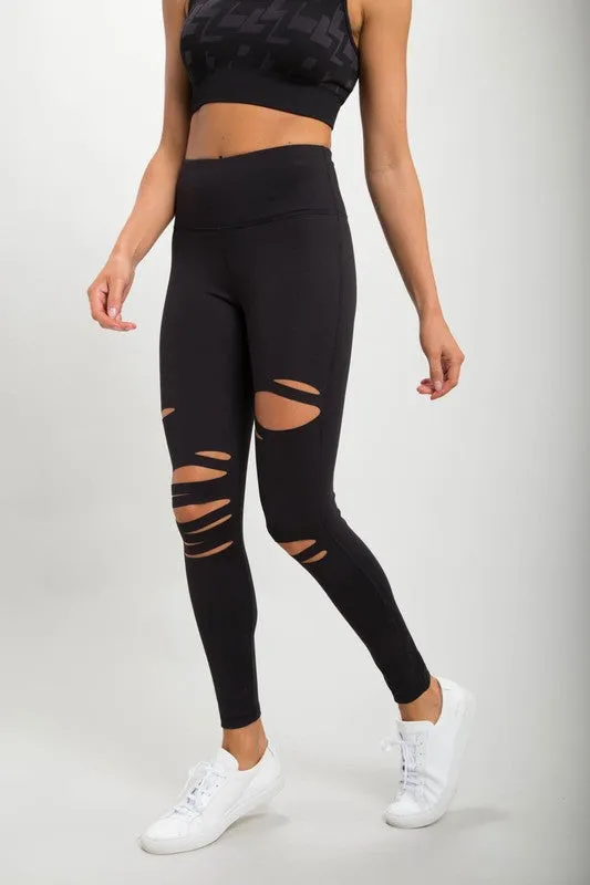 *Online Exclusive* Mono B Red Laser-Cut Highwaist Leggings