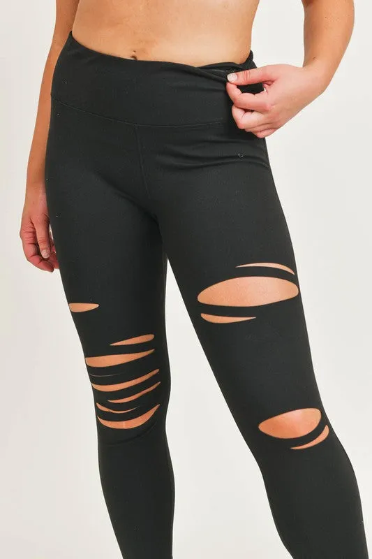 *Online Exclusive* Mono B Red Laser-Cut Highwaist Leggings