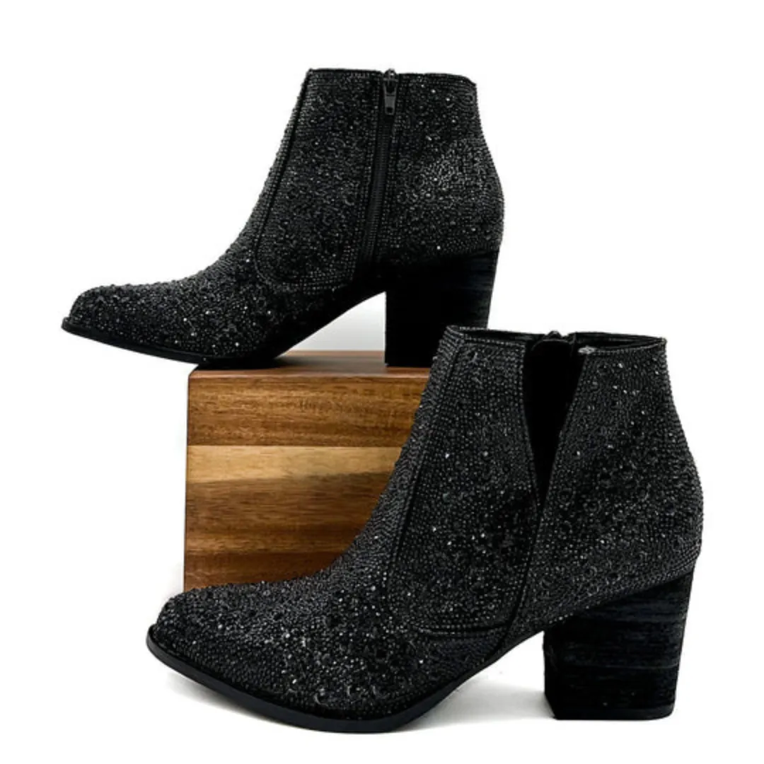 Online Exclusive | Shine Star Rhinestone Bootie in Black