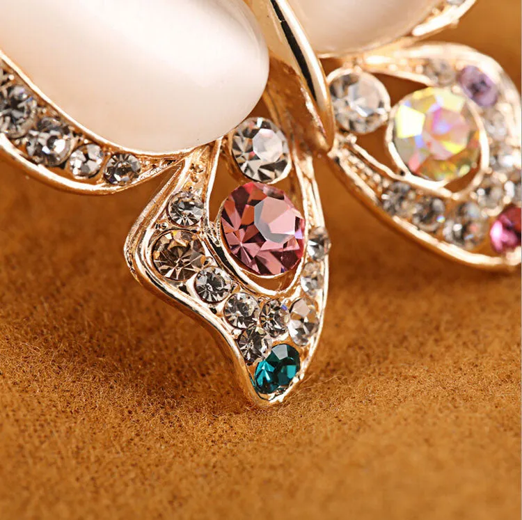 Opal Butterfly Brooch Rhinestone Fashion Gold Plated  for Women