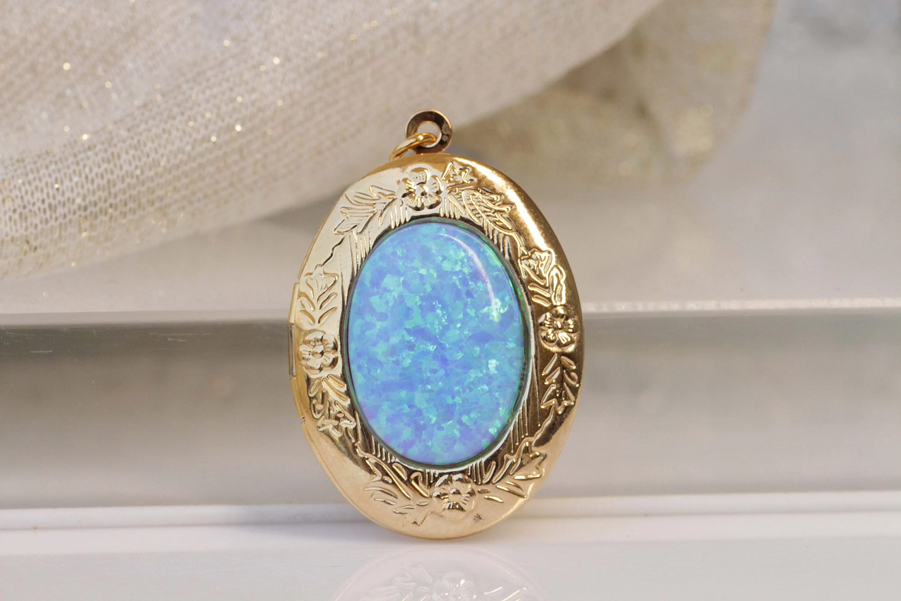 Opal Locket Necklace