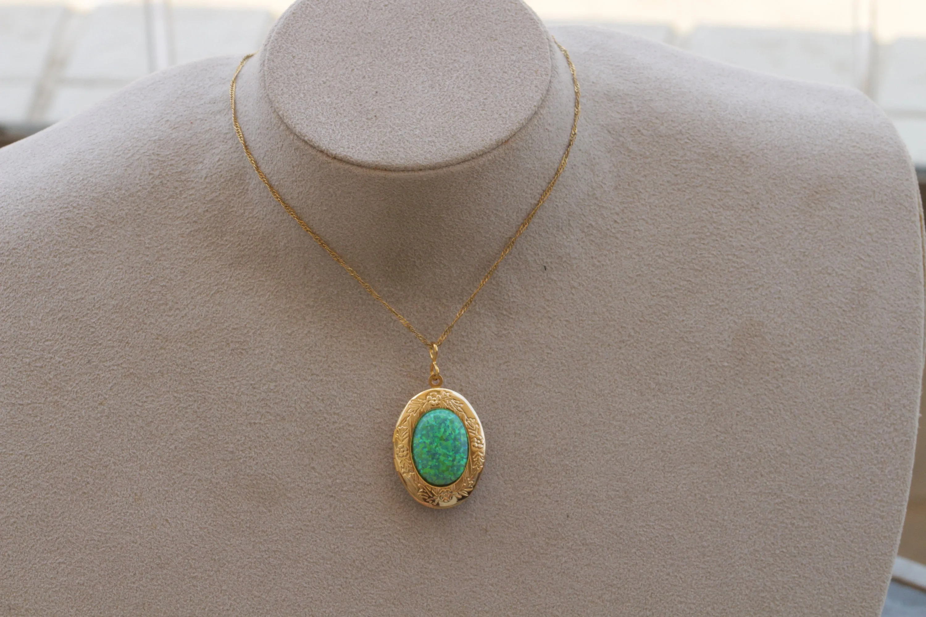 Opal Locket Necklace