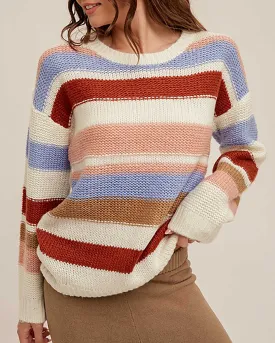 Open Book Striped Crewneck Sweater