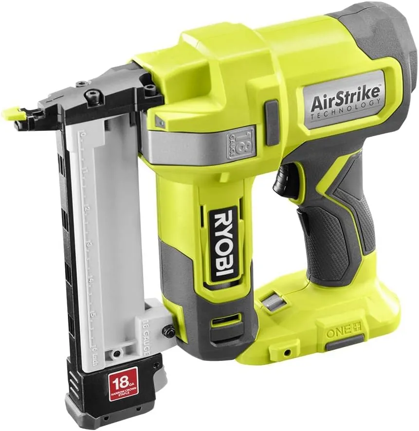 Open Box - RYOBI 18V ONE  AirStrike 18-Gauge Cordless Lithium-Ion Narrow Crown Stapler (Tool-Only)