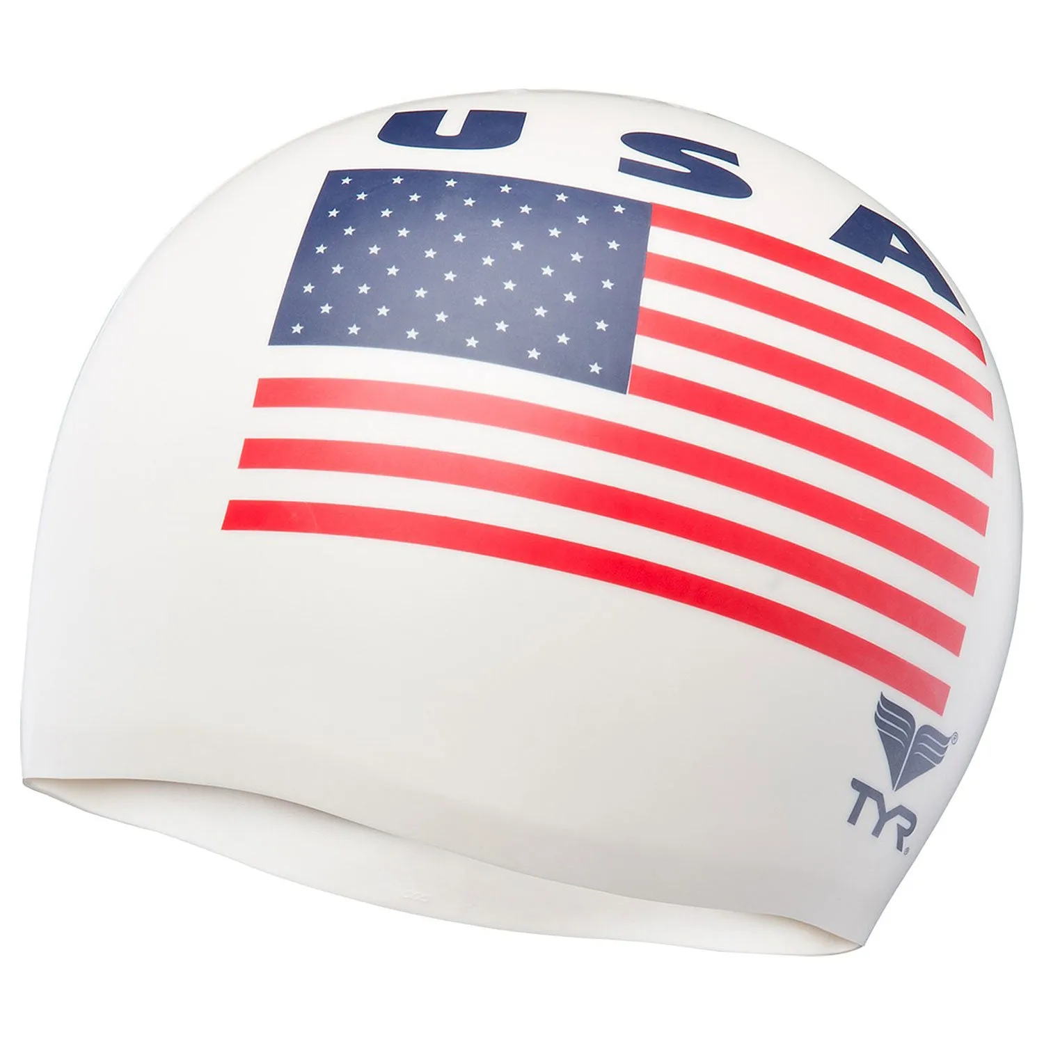 Open Box TYR USA Silicone Swim Cap-White