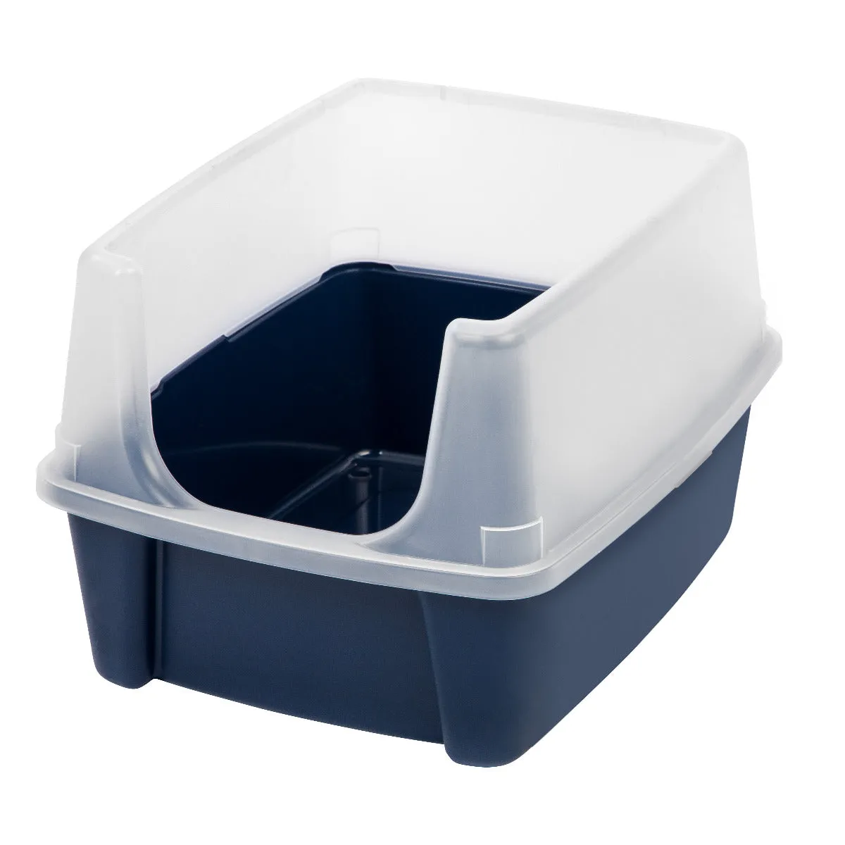 Open-Top Cat Litter Box with Shield, without scoop, Navy