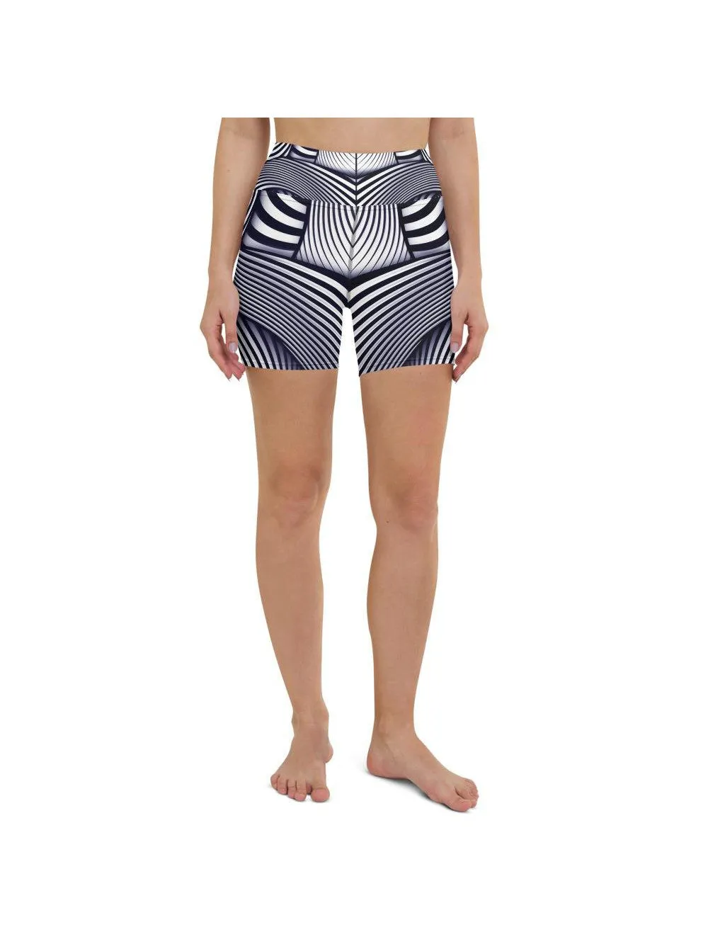 Optical Illusion Stripes Yoga Shorts