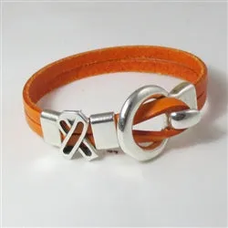 Orange Awareness Flat Leather Bracelet - Unisex