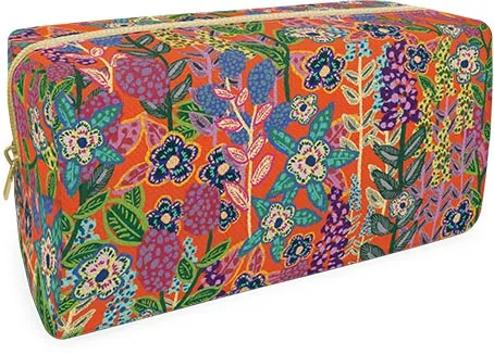 Orange Floral Cosmetic Bag