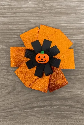 Orange Glitter Pumpkin Bow