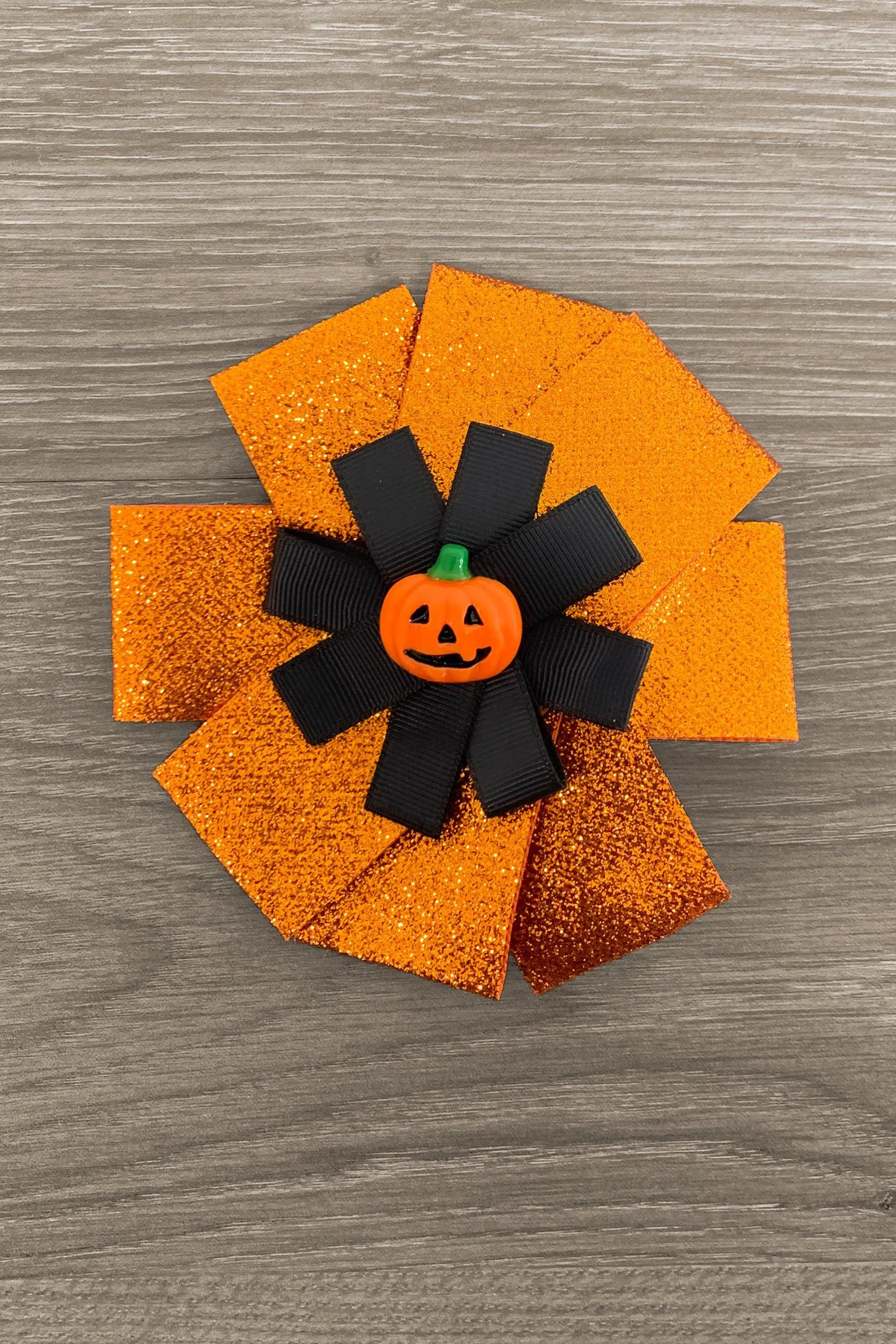 Orange Glitter Pumpkin Bow