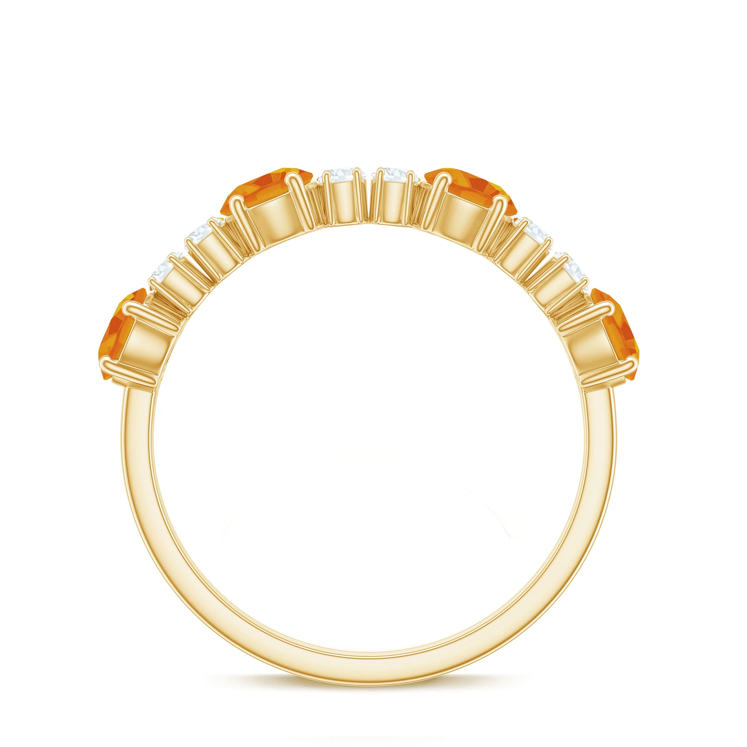 Orange Sapphire and Diamond Half Eternity Ring