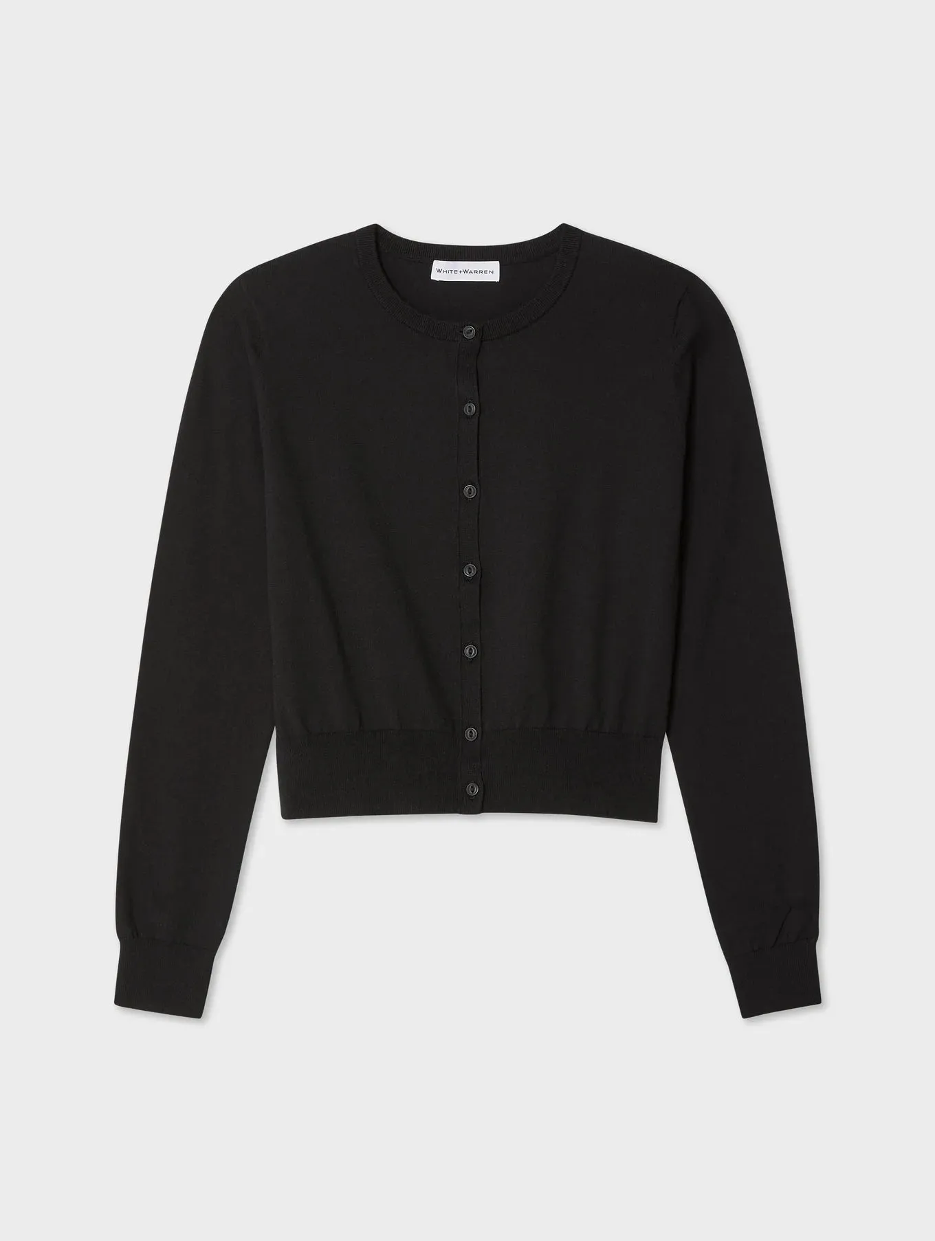 Organic Cotton Crewneck Cardigan - Black