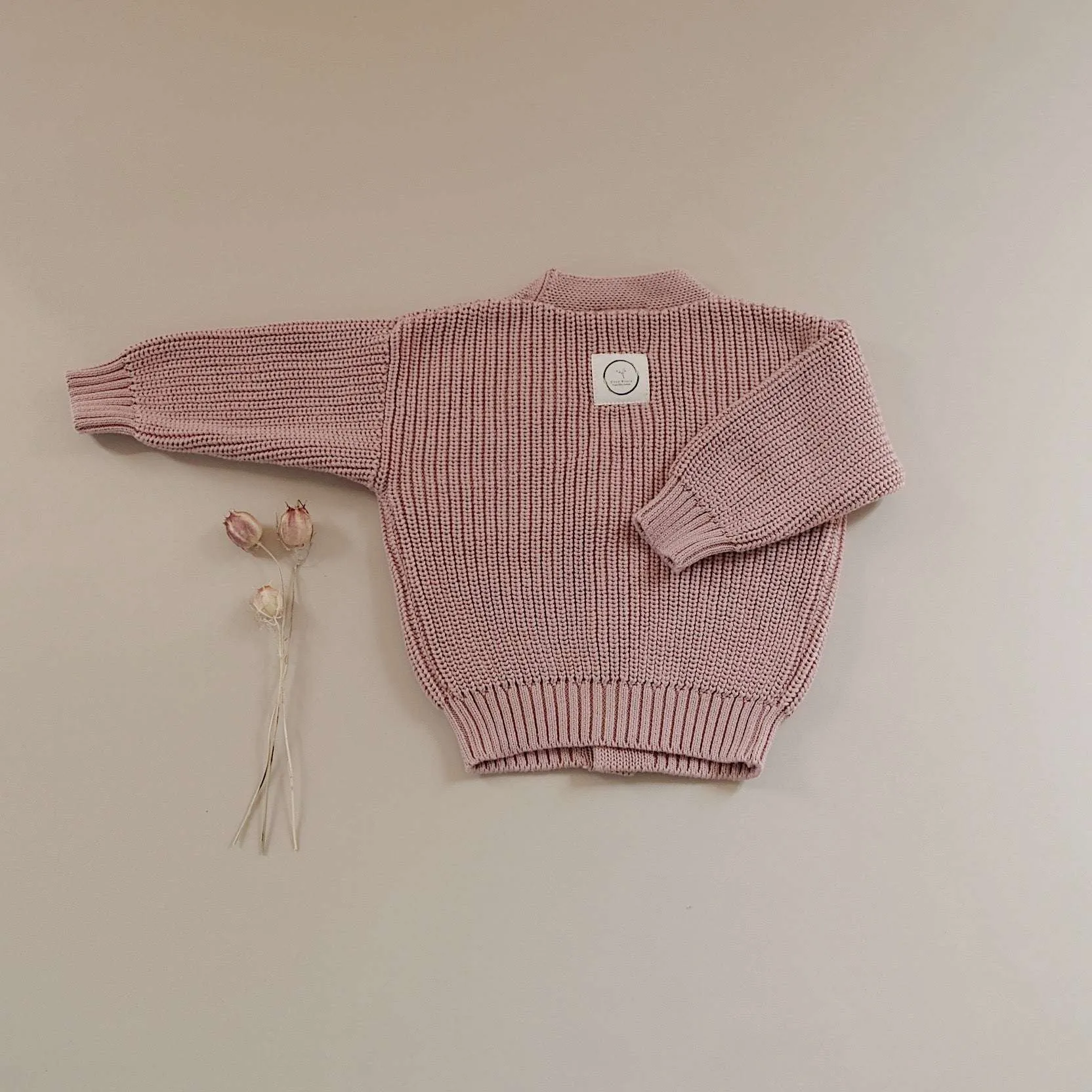 Organic Knit Cardigan - Dusty Rose