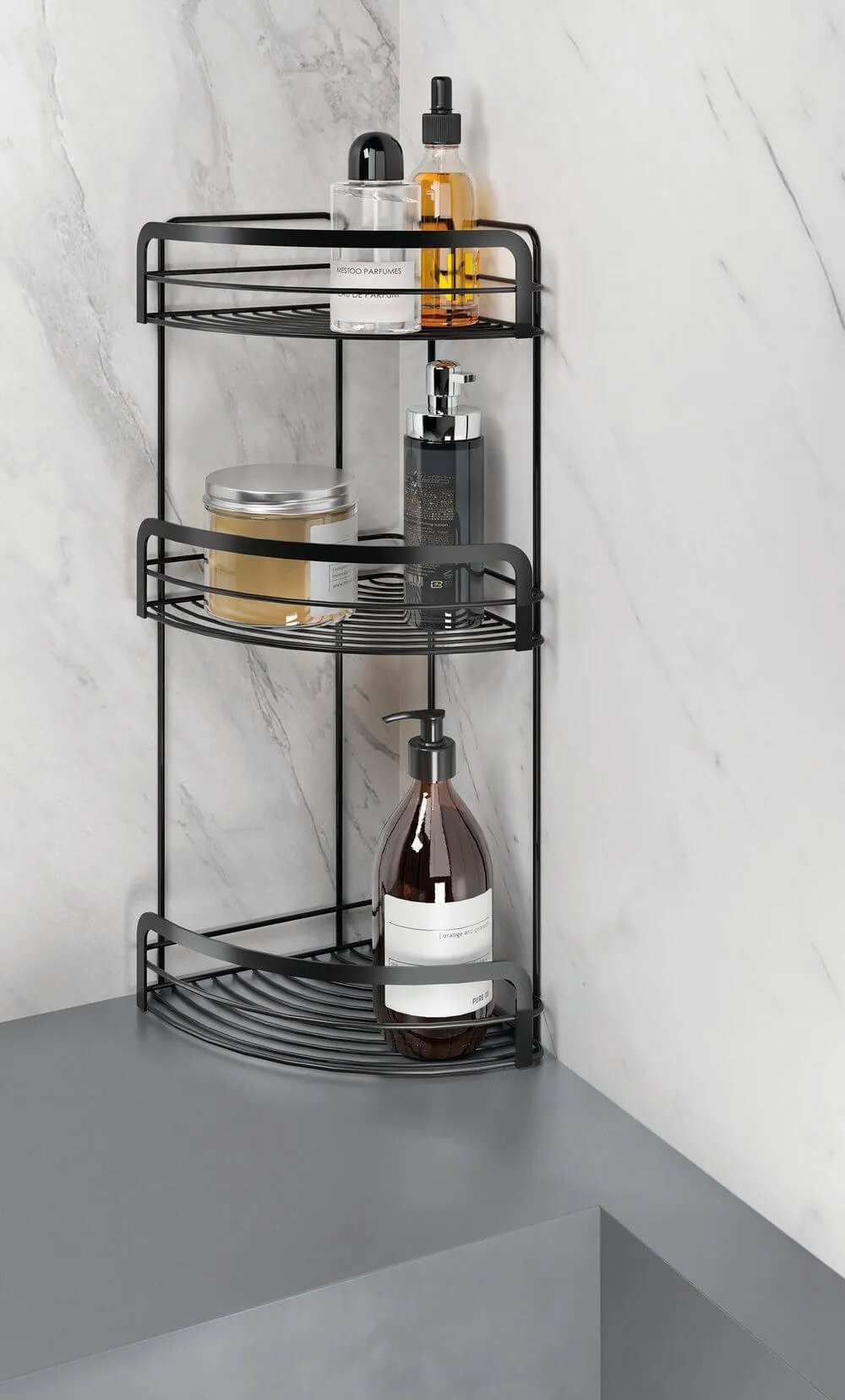 Origin 3 Tier Corner Shower Caddy & Shelf Matte Black