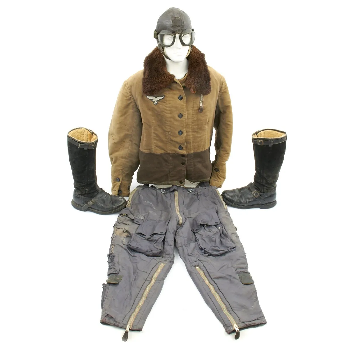 Original German WWII Luftwaffe Pilot Winter Flying Uniform Set with 1936 Dated Jacket