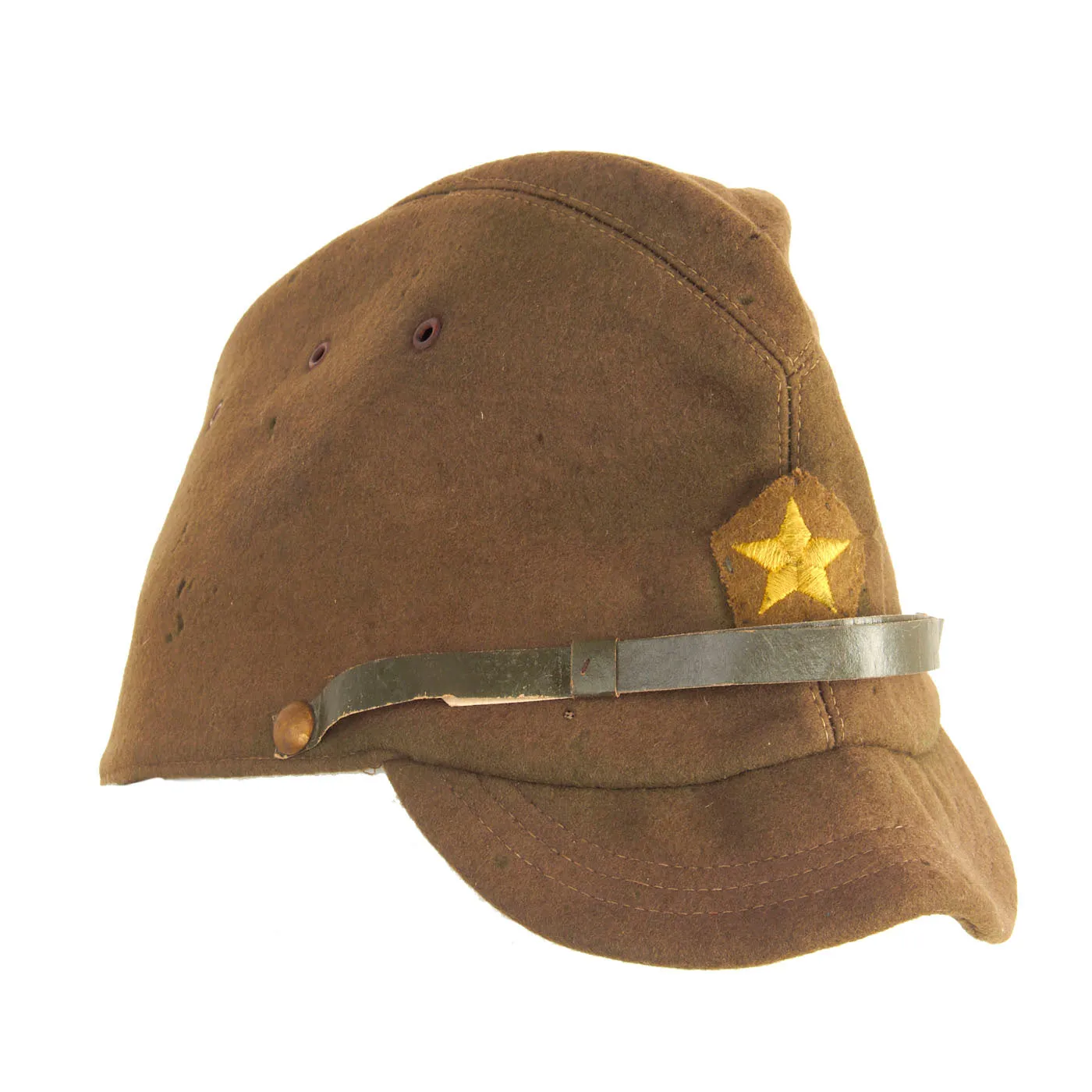 Original Japanese WWII Officer Wool Forage Cap with Kanji Ink Stamps