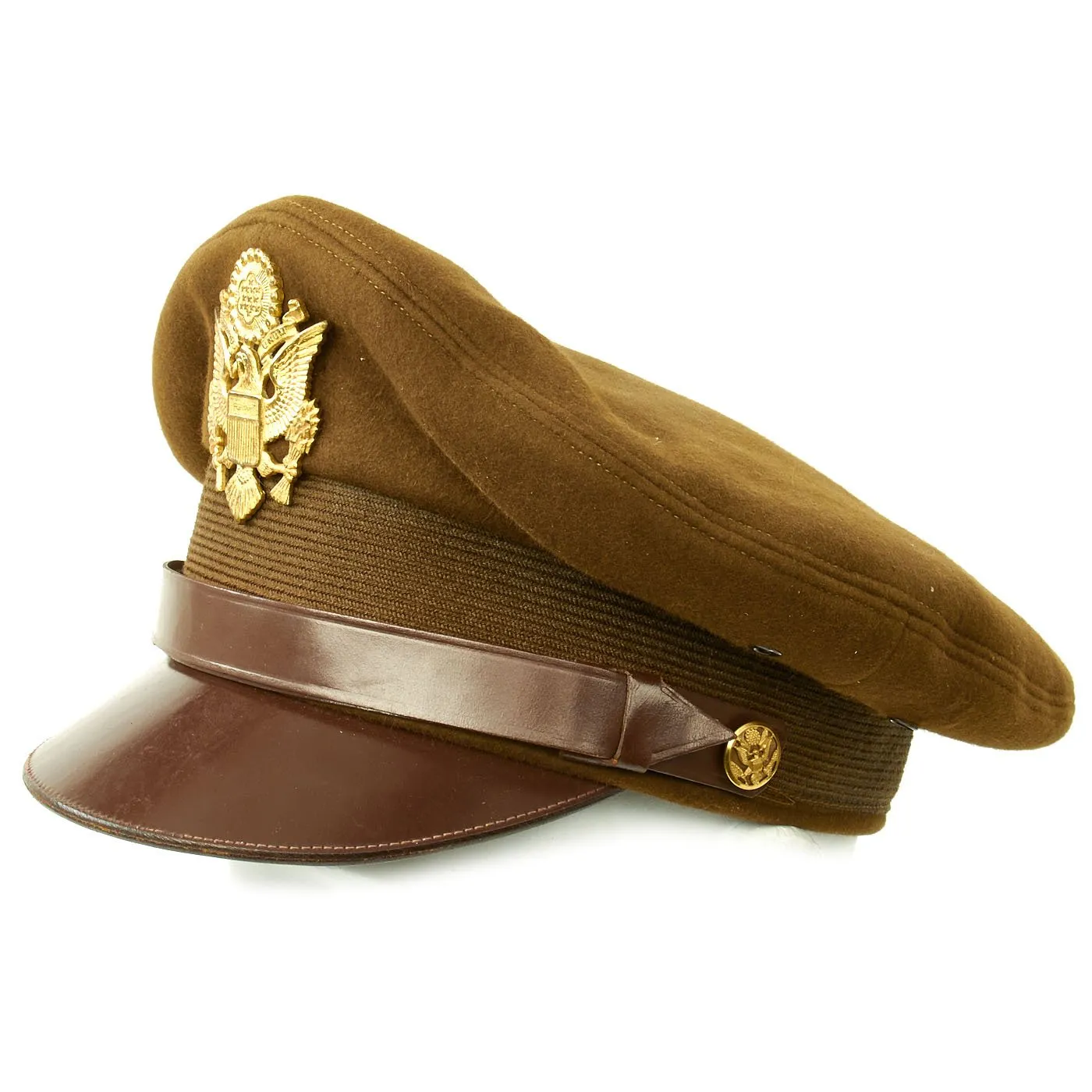 Original U.S. WWII USAAF Named Officer OD Green Crush Cap by Craddock of Kansas City