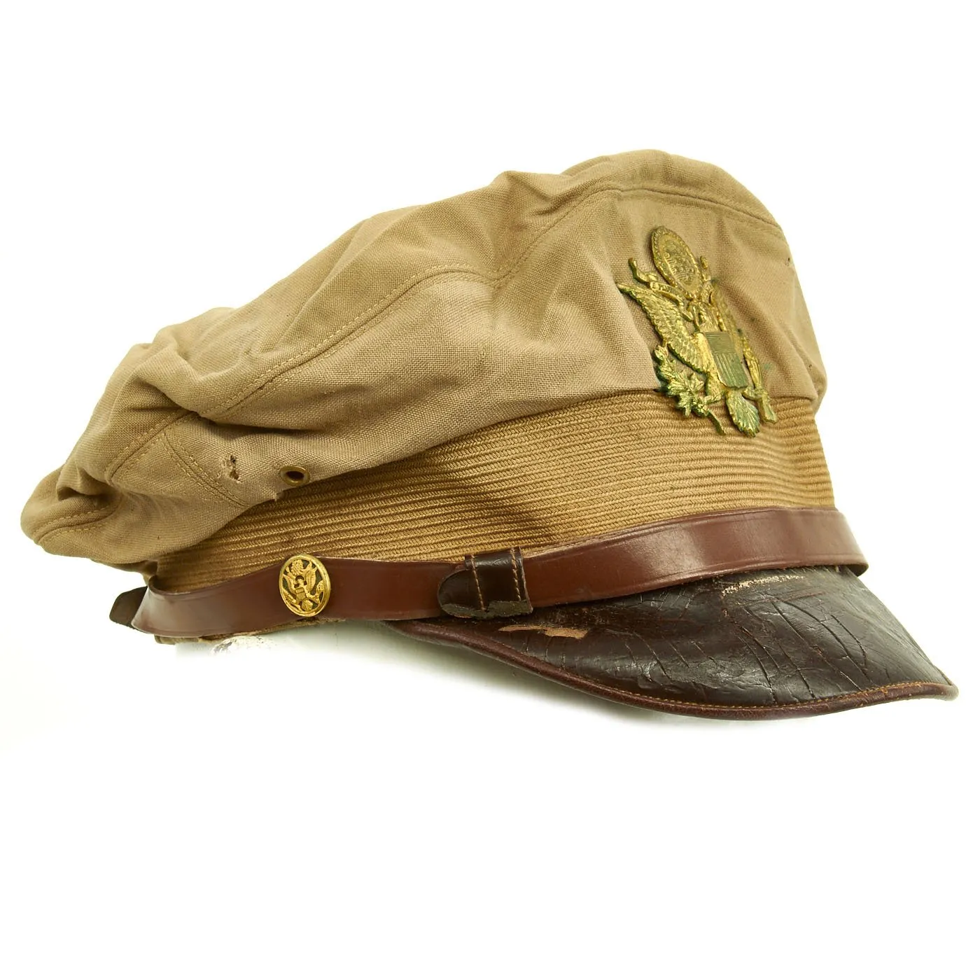 Original U.S. WWII USAAF Named Officer Summer Crush Visor Cap by Knox Fifth Avenue New York