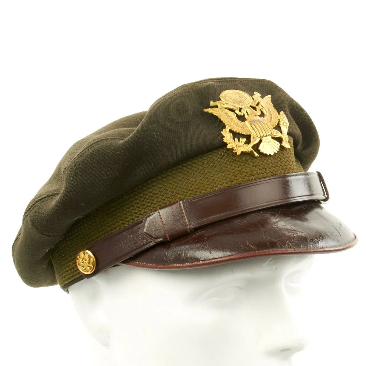 Original U.S. WWII USAAF Officer OD Green Crush Cap by Dobbs, Fifth Avenue, New York