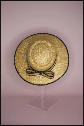 Original Vintage 1980s Polkadot Straw Boater