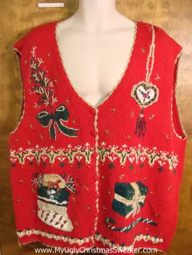 Ornate Red Bad Christmas Sweater Vest