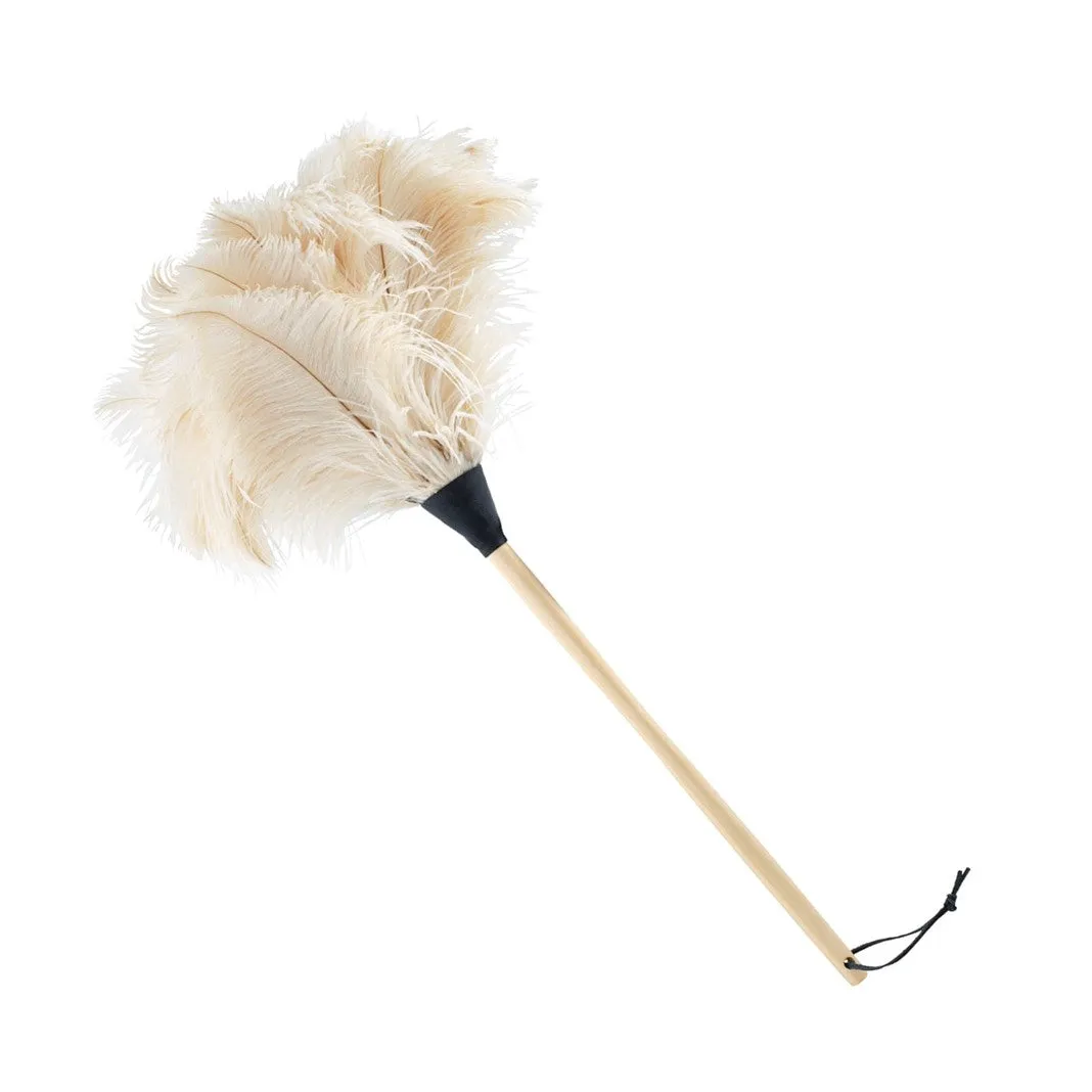 Ostrich Feather Wooden Cleaning Duster 70cm - White