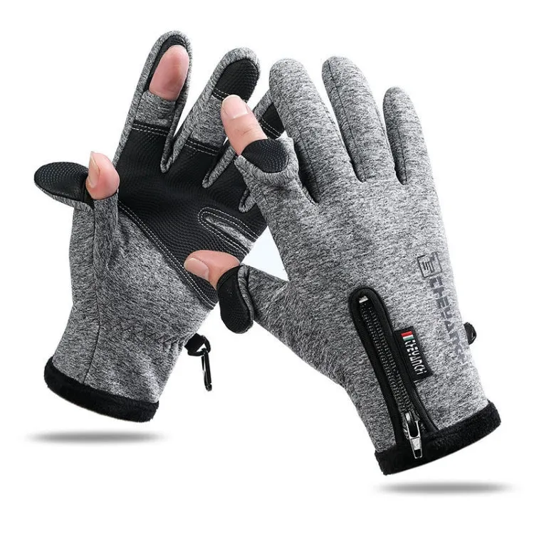 Outdoor Sports Riding Warm Gloves Touch Screen Fingerless Fishing Gloves, Size: XL(Grey)