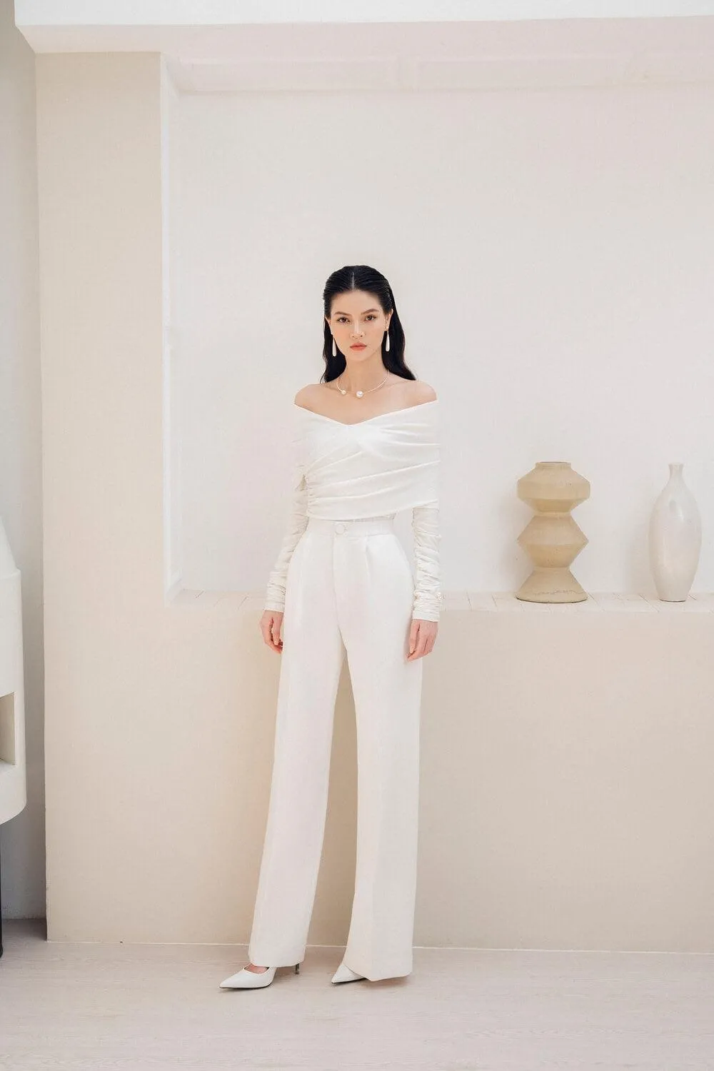 Overly Straight Wide Leg Cotton Ankle Length Pants