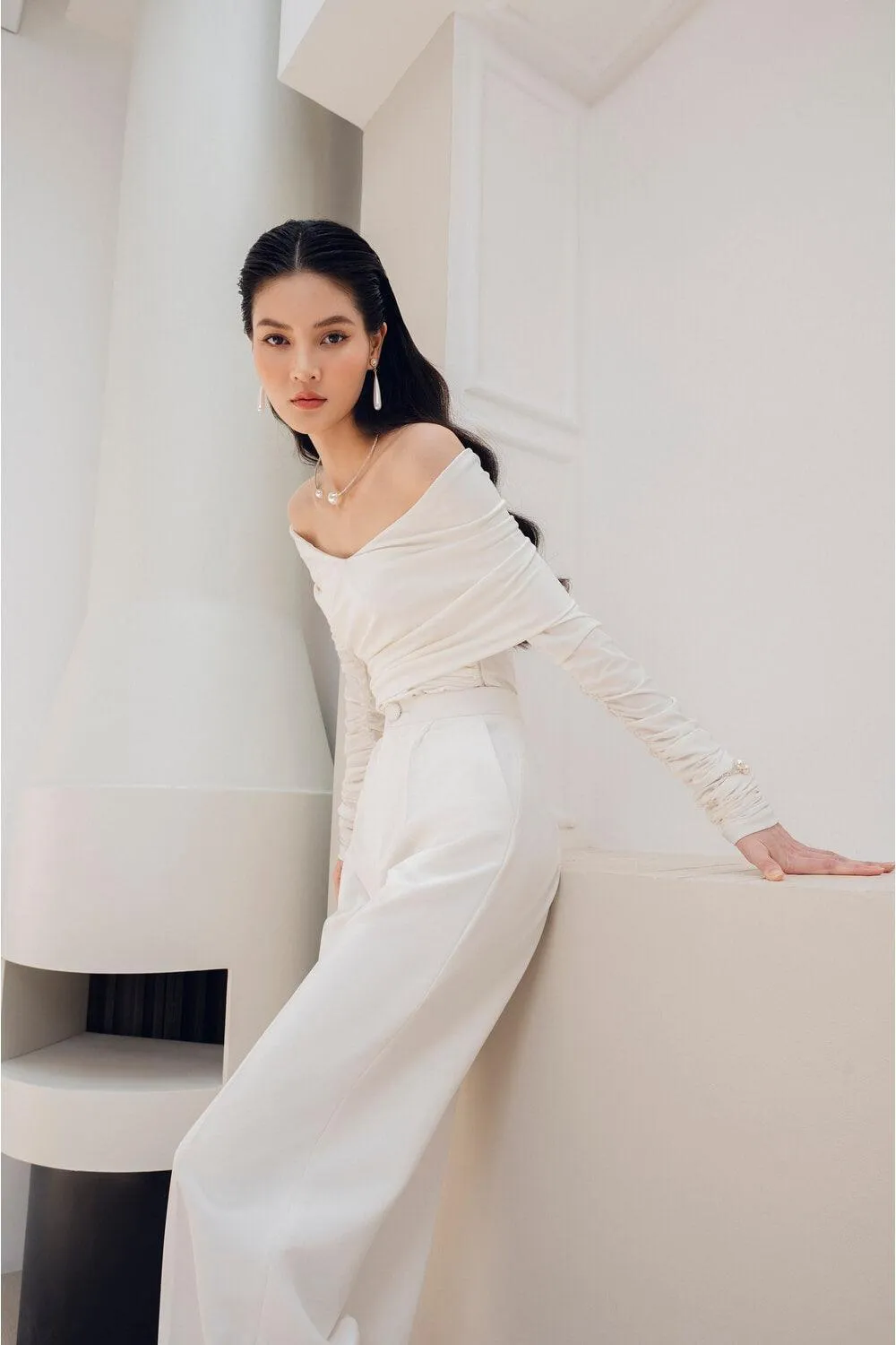 Overly Straight Wide Leg Cotton Ankle Length Pants