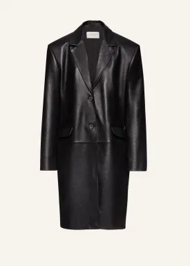 Oversized classic midi coat in black leather