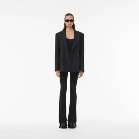 OVERSIZED DOUBLE-BREASTED BLAZER IN BLACK WOOL GABARDINE