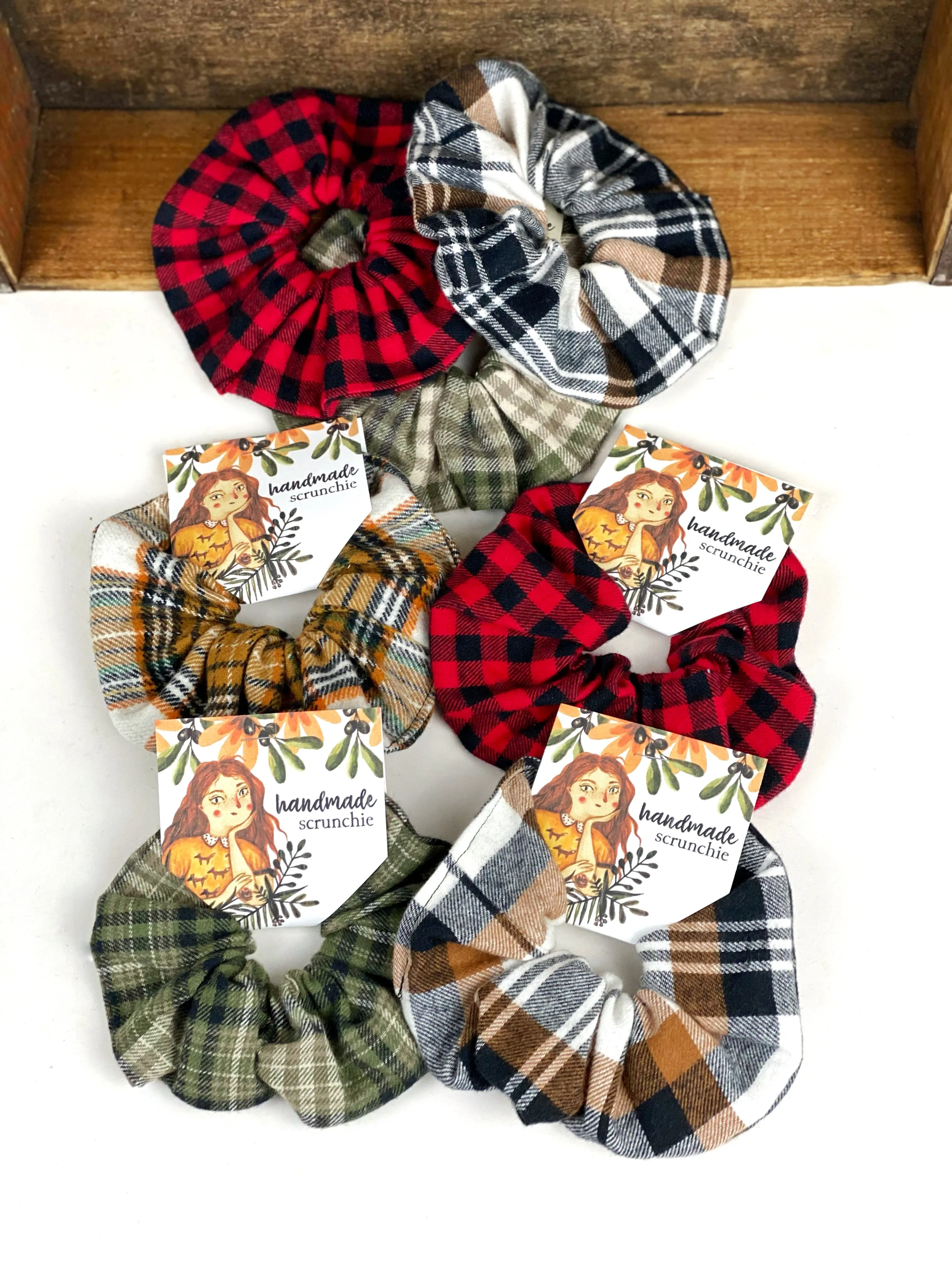 Oversized Extra Large Hair Scrunchie 100% Cotton Flannel, Plaid Flannel Fabric Scrunchies, Ponytail Holder, Handmade Scrunchie