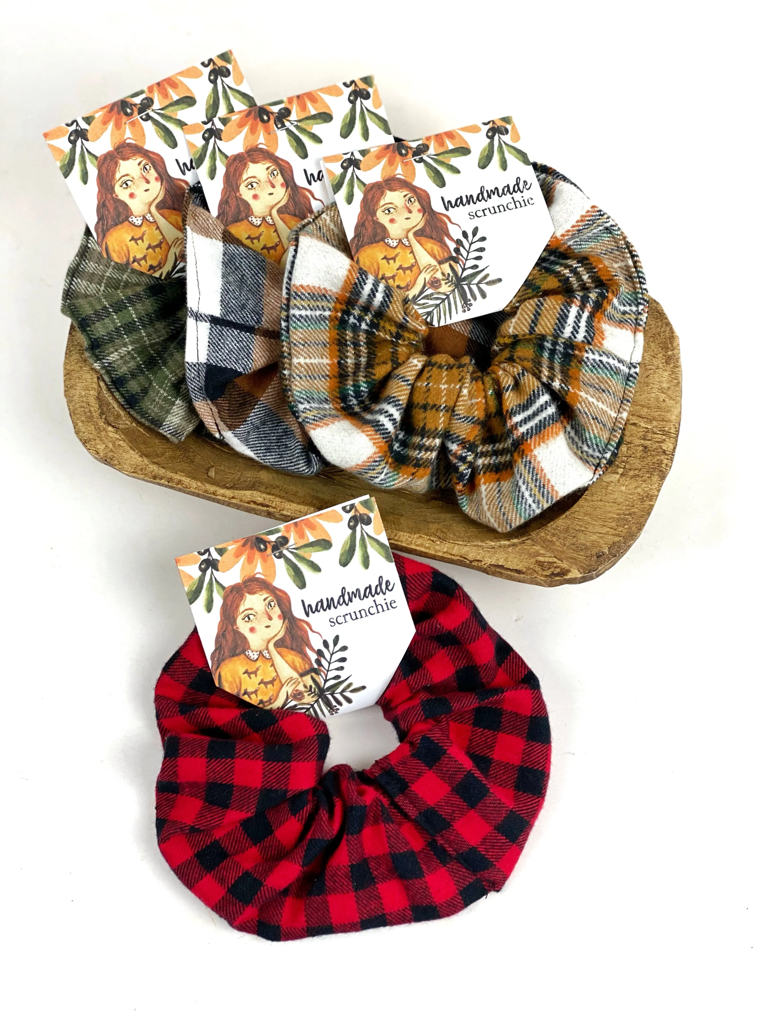 Oversized Extra Large Hair Scrunchie 100% Cotton Flannel, Plaid Flannel Fabric Scrunchies, Ponytail Holder, Handmade Scrunchie