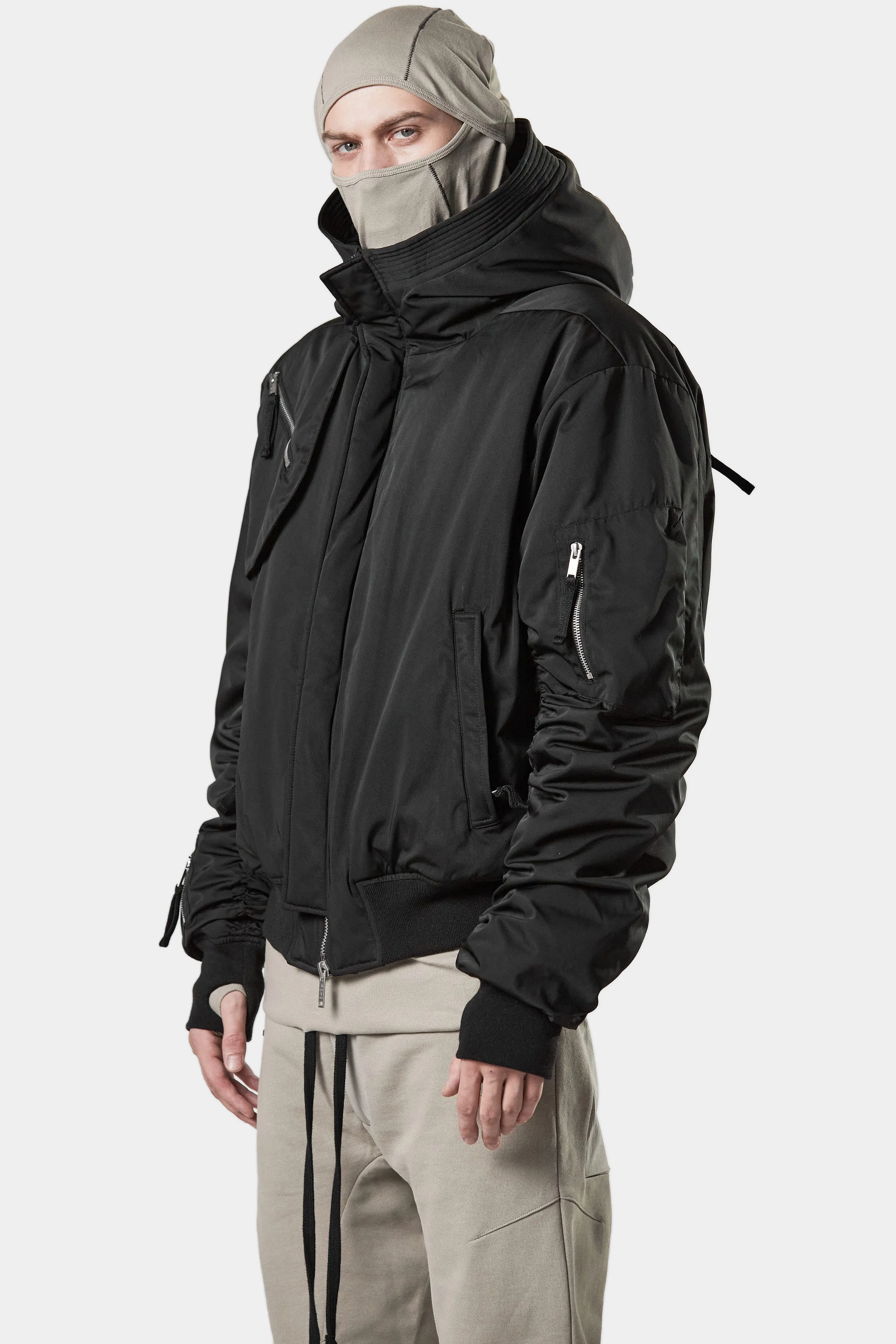 Oversized hooded bomber jacket