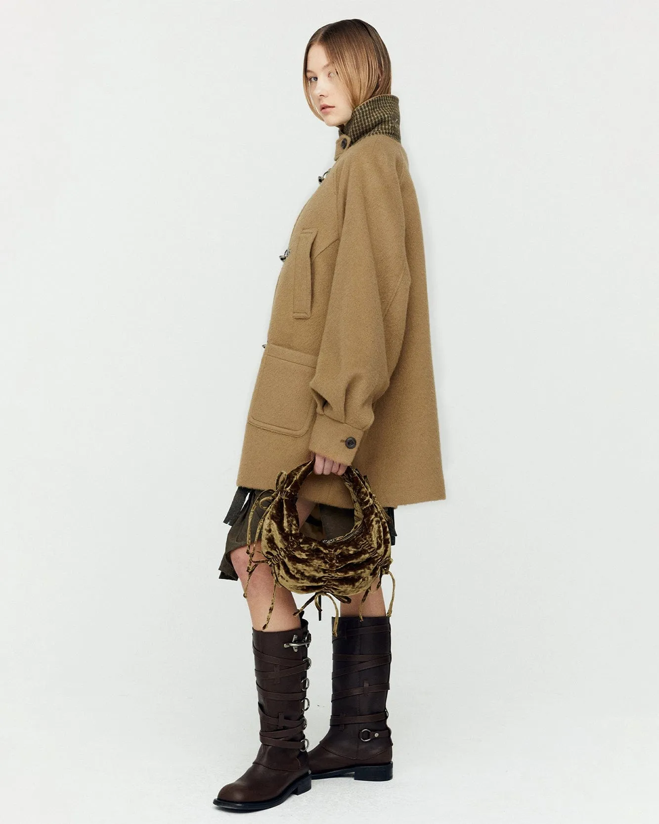 OVERSIZED PEA COAT awa659w(CAMEL)