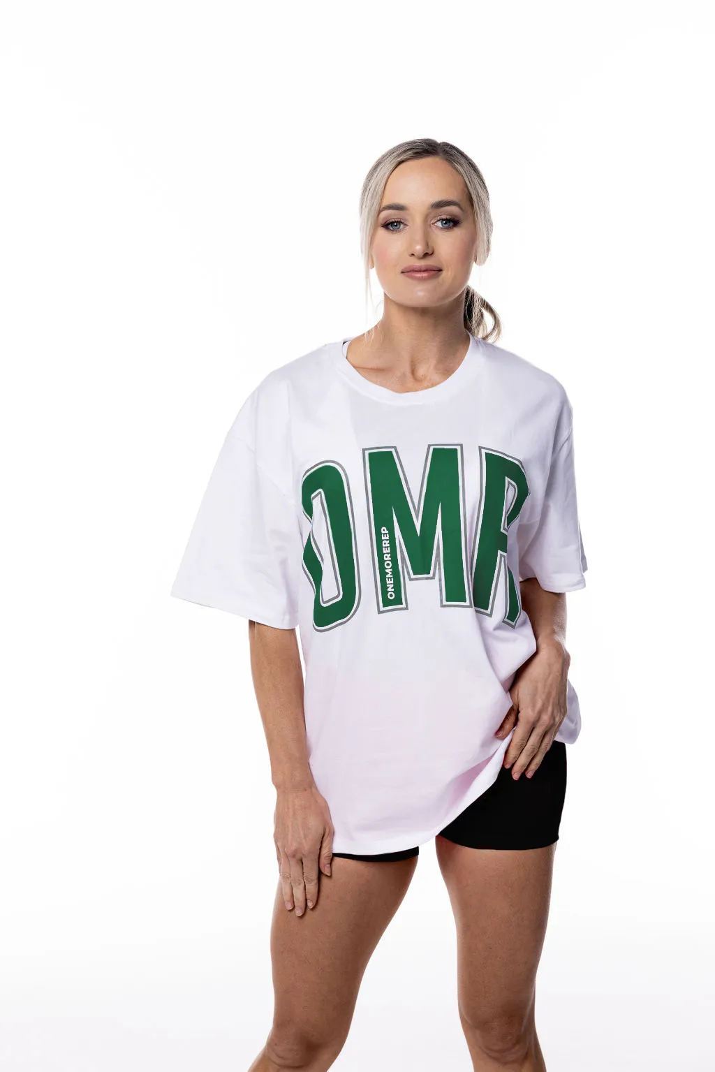 Oversized Pump Tee White/Forest